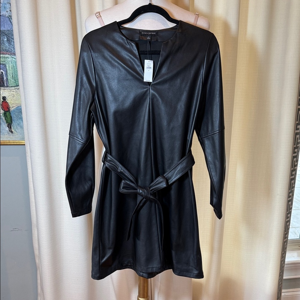 NWT Banana Republic Black Leather dress size Small